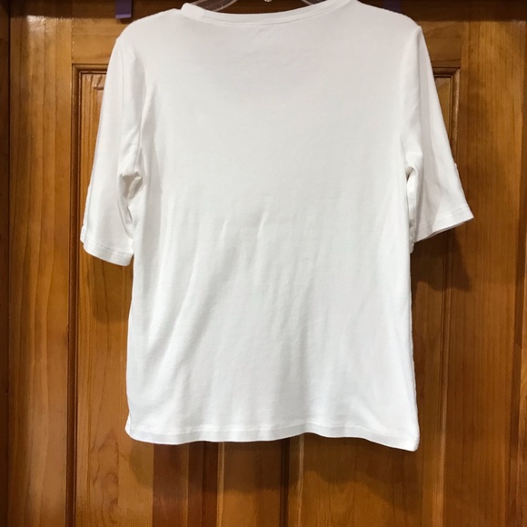 Jones New York Sport White Crew Neck Blouse w/ 3 Buttons on the Sleeve
Ladies - Picture 3 of 16